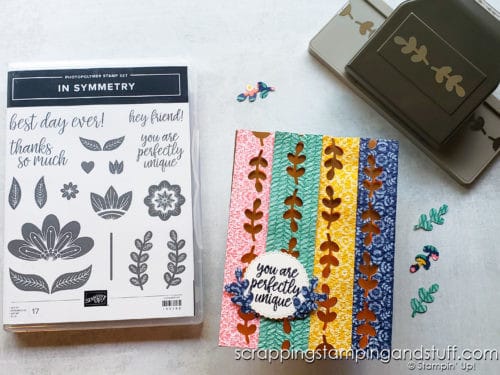 Here's a fun technique for using border punches! Today's card features the Stampin Up Symmetrical Stems border punch. Take a look!