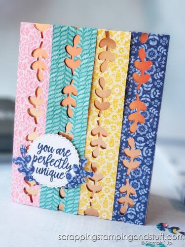 Here's a fun technique for using border punches! Today's card features the Stampin Up Symmetrical Stems border punch. Take a look!