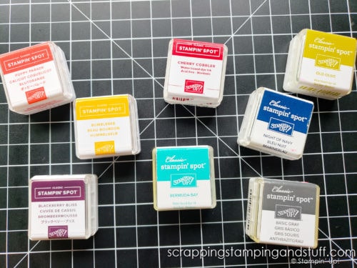 Mini ink pads are the perfect way to add colors to your collection on a budget. Click here to see Stampin Up Spots baby ink pads!