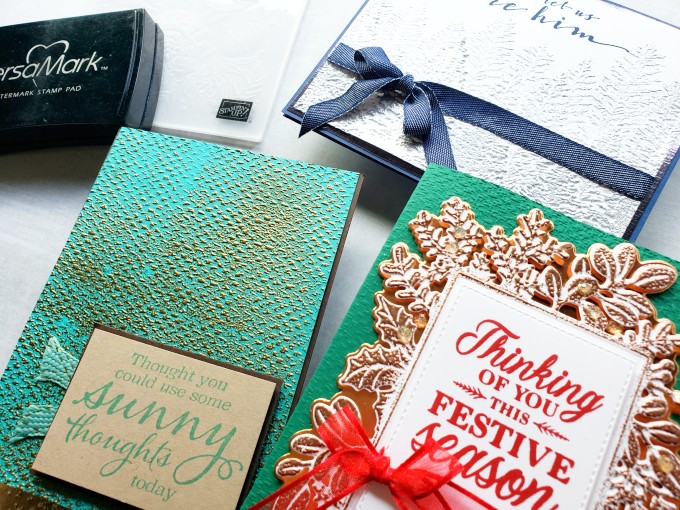 Try heat embossing over dry embossing on your card projects for beautiful textured effects!