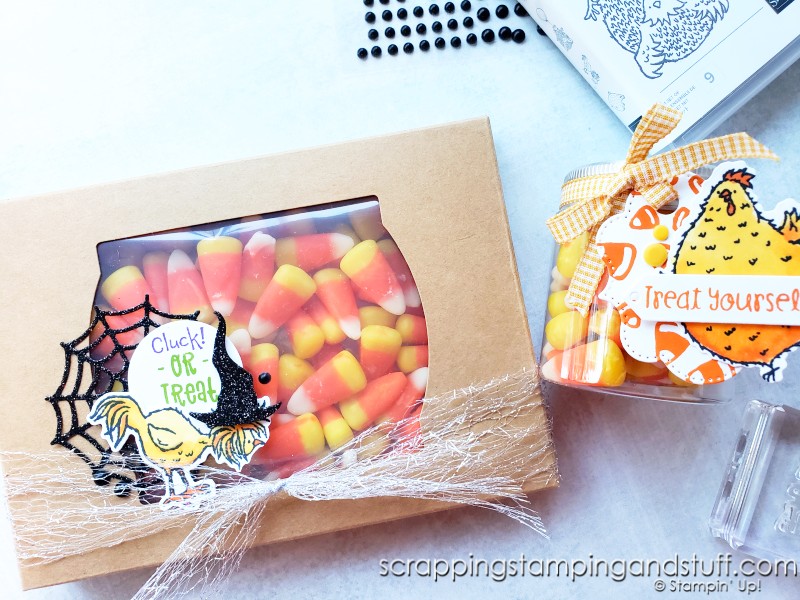 Click to see this adorable Halloween chicken treat & candy corn treat holder. Share them and make someone smile today!