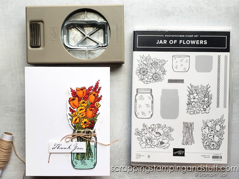 Take a look at these alcohol marker blending techniques for making clean and simple handmade cards using the Stampin Up Jar of Flowers stamp set.