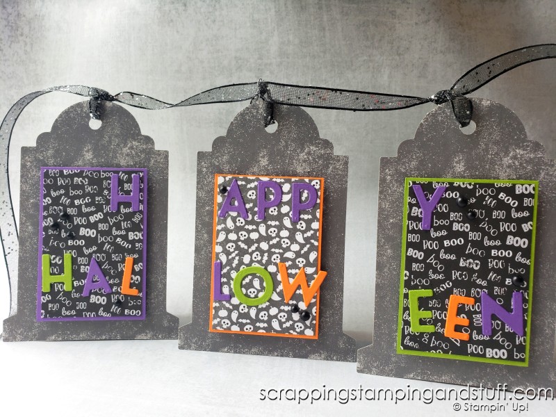 Stampin Up Gravestone Boxes are the best for easy Halloween treats and decorations - click here to see 5 ways to use them!