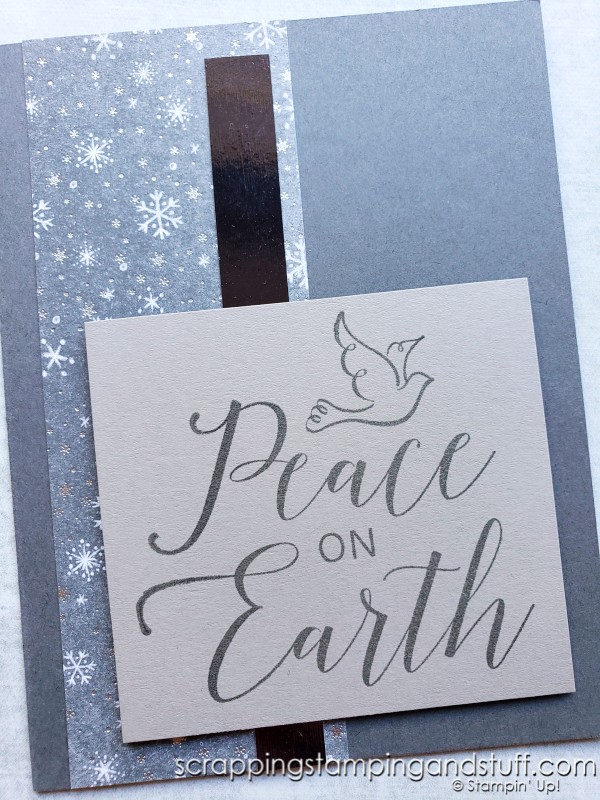 Take a look at these one minute Christmas cards using the Stampin Up Thinking Thanks & Peace stamp set!