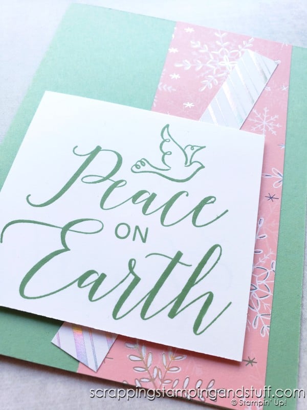 Take a look at these one minute Christmas cards using the Stampin Up Thinking Thanks & Peace stamp set!