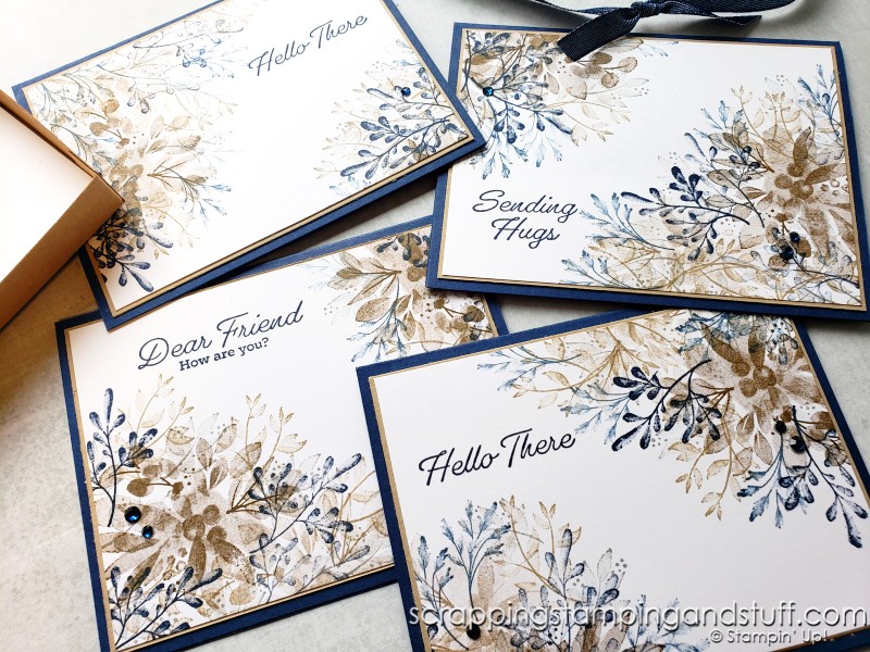 Make up a few card sets using this neat stamping technique & keep them in your collection for inexpensive gift ideas!