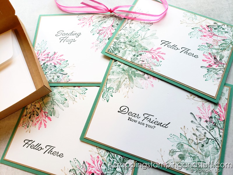 Make up a few card sets using this neat stamping technique & keep them in your collection for inexpensive gift ideas!