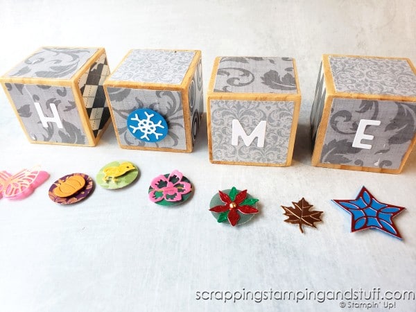 Make this Home block set with interchangeable pieces to decorate your home for every season, or give it away as an amazing and inexpensive gift idea!