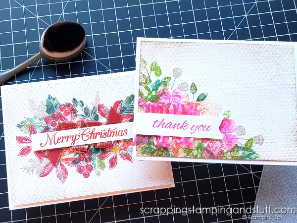 Stampin Up Boughs & Blossoms – Multi-Colored Stamping With A Baby Wipe