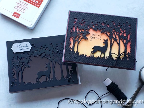 Make simple silhouette cards in minutes using dies and black paper. See beautiful samples using the Stampin Up Grassy Grove bundle.