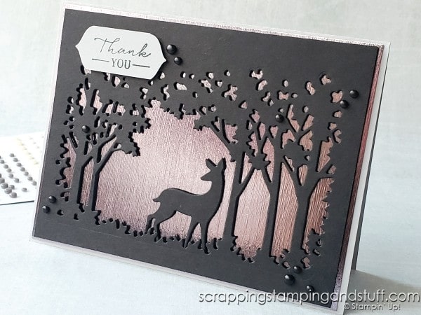 Make simple silhouette cards in minutes using dies and black paper. See beautiful samples using the Stampin Up Grassy Grove bundle.