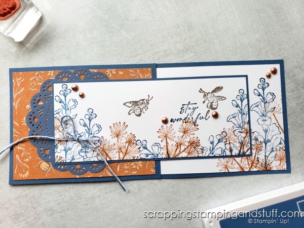 Slimline Fun Fold Card With Stampin Up Honeybee Home