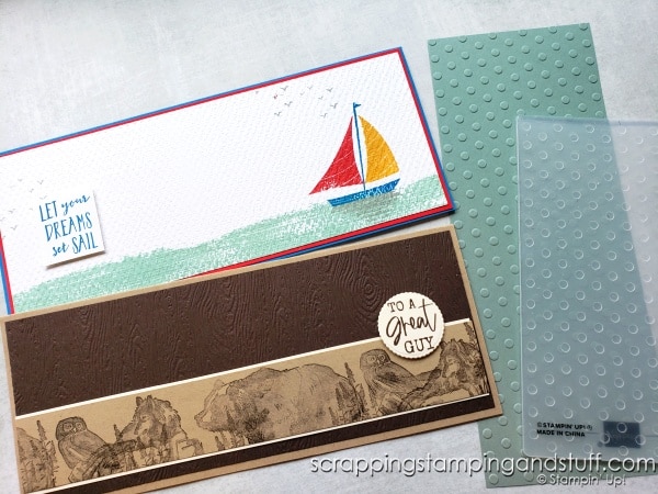 Click to see how to emboss slimline cards using no special embossing folders! Get on the slimline card making bandwagon!