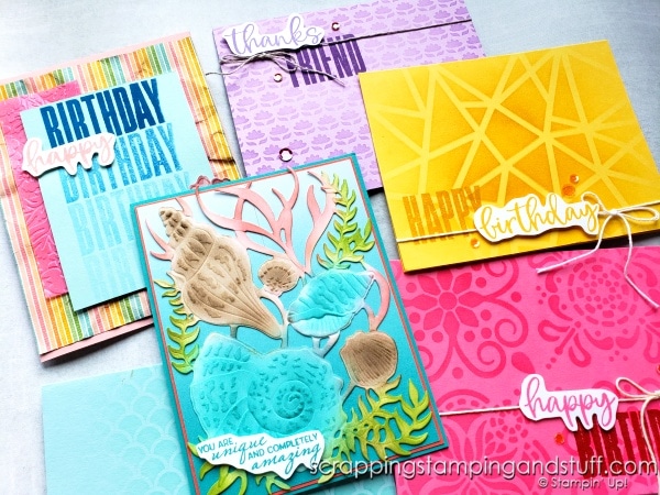 Click to see 7 ways to use paper strips and paper scraps on your card making and other paper craft projects!