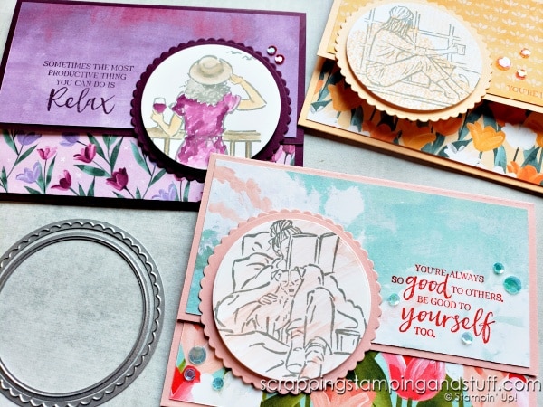 Click for this simple pocket fun fold card tutorial featuring the Stampin Up In The Moment stamp set.