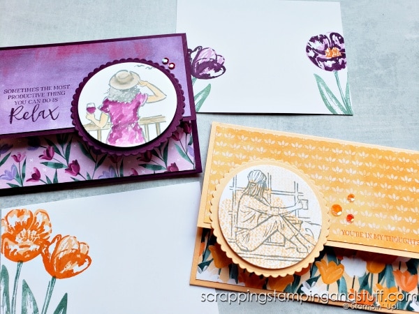 Click for this simple pocket fun fold card tutorial featuring the Stampin Up In The Moment stamp set.