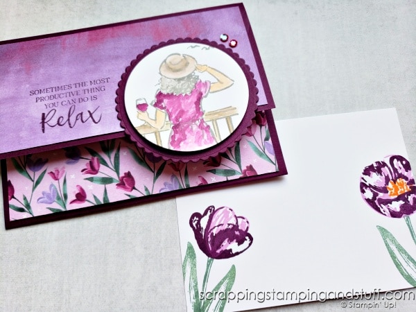 Click for this simple pocket fun fold card tutorial featuring the Stampin Up In The Moment stamp set.