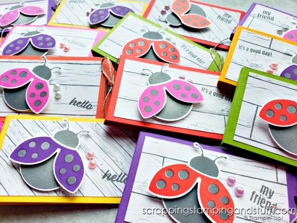 Create these Ghiradelli treat holders quickly and easily using tips I'll share for creating several at once. Features Stampin Up Hello Ladybug bundle.
