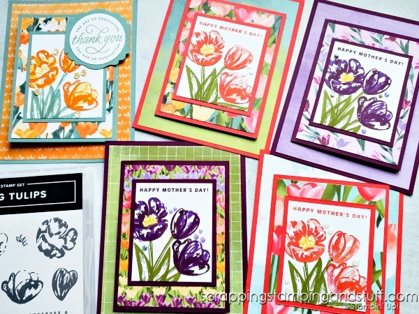 Try this gorgeous but simple fun fold card design today! My samples feature the Stampin' Up Flowering Tulips Stamp Set