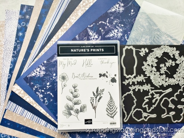 Make this gorgeous card design using the Stampin Up Nature's Prints bundle from the 2022-2023 annual catalog.