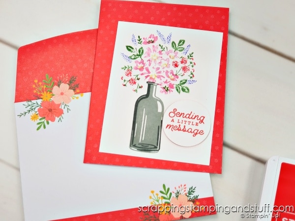 When your card needs something a little extra, try this quick and simple trick! Cards feature the Stampin Up Bottled Happiness stamp set.