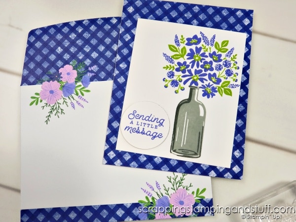 When your card needs something a little extra, try this quick and simple trick! Cards feature the Stampin Up Bottled Happiness stamp set.