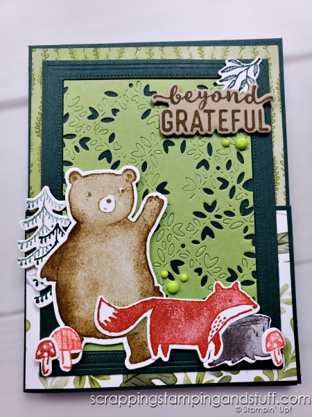 Stampin Up Happier Than Happy With Heat Embossing Technique and Fun Fold