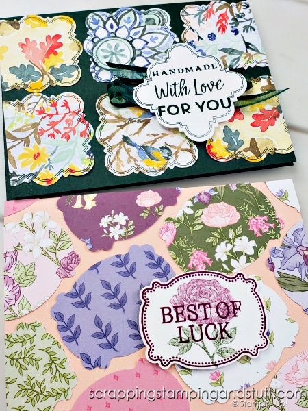 Here's one more way to use your punches - by creating medallion cards! They're a wonderful way to use paper scraps! Featuring Stampin Up Lovely & Lasting and Handmade Wishes.