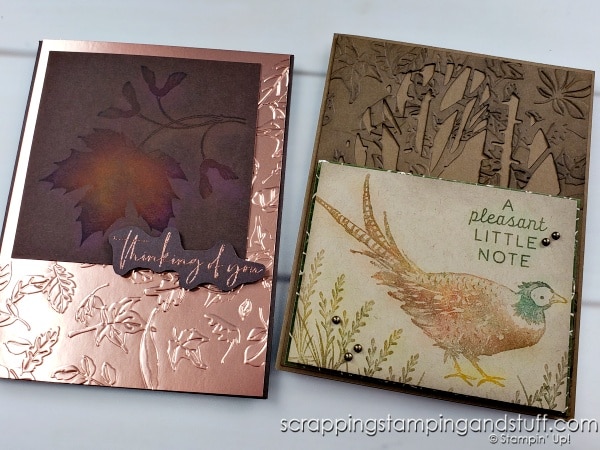 Click to see this pastel dabbing technique for your card making projects. Samples feature the Stampin Up Painted Pheasant and Soft Seedlings stamp sets.