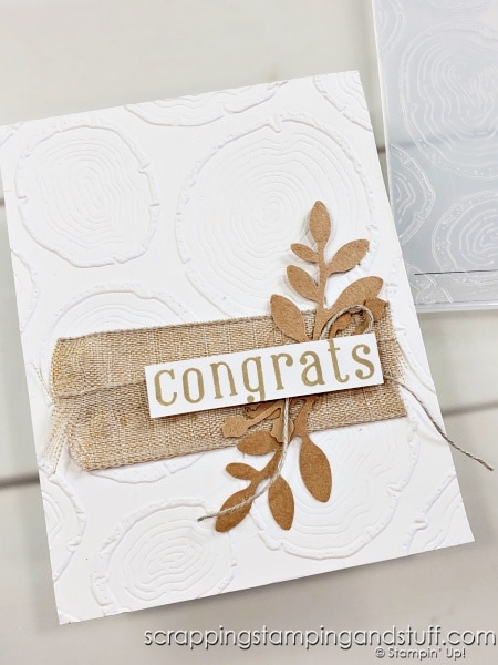 Make beautiful farmhouse style cards! Learn tips and tricks for creating these yourself. Samples include Stampin Up Ringed With Nature and Cottage Wreaths.