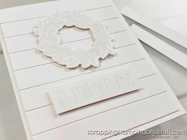 Make beautiful farmhouse style cards! Learn tips and tricks for creating these yourself. Samples include Stampin Up Ringed With Nature and Cottage Wreaths.