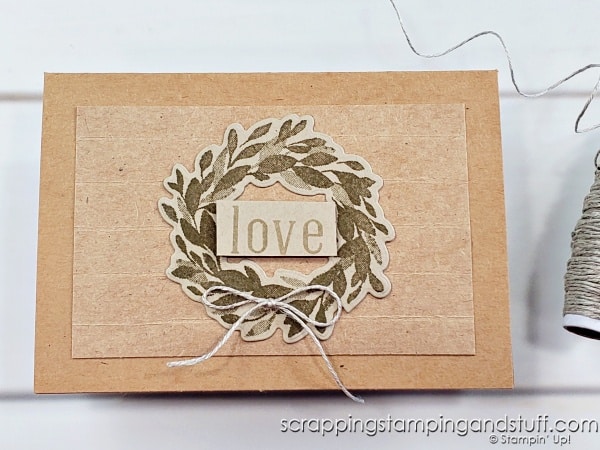 Make beautiful farmhouse style cards! Learn tips and tricks for creating these yourself. Samples include Stampin Up Ringed With Nature and Cottage Wreaths.