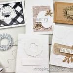 Make beautiful farmhouse style cards! Learn tips and tricks for creating these yourself. Samples include Stampin Up Ringed With Nature and Cottage Wreaths.
