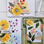 The August 2022 Paper Pumpkin kit includes 9 beautiful cards featuring sunflowers, honeycomb elements, and other florals. Take a look!
