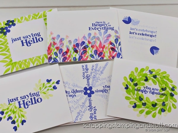Handmade cards don't have to be complicated! Create these 6 simple stamping cards using the Stampin Up Simply Fabulous stamp set.