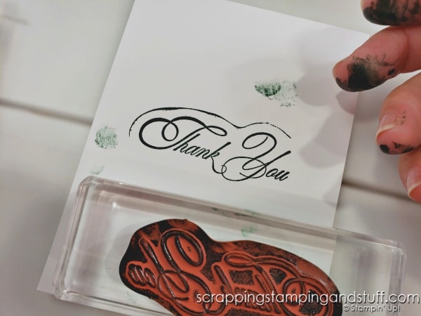 Stop Overinking Your Stamps! Take a look at this quick card making tip, save paper, and stop getting covered in ink!
