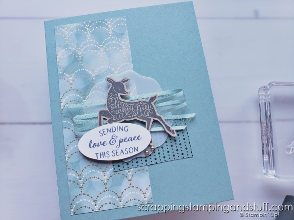 Get tips & tricks for mass producing Christmas cards - save time and still make one of a kind cards using these ideas. Samples feature Stampin Up Peaceful Deer