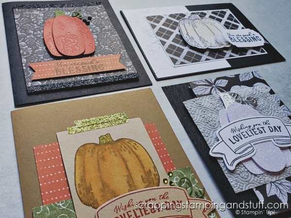 Make your cards POP with black and white! Simple fun fold card design, how to see both sides of your designer papers, and the Stampin Up Rustic Harvest bundle.