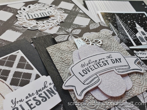 Make your cards POP with black and white! Simple fun fold card design, how to see both sides of your designer papers, and the Stampin Up Rustic Harvest bundle.