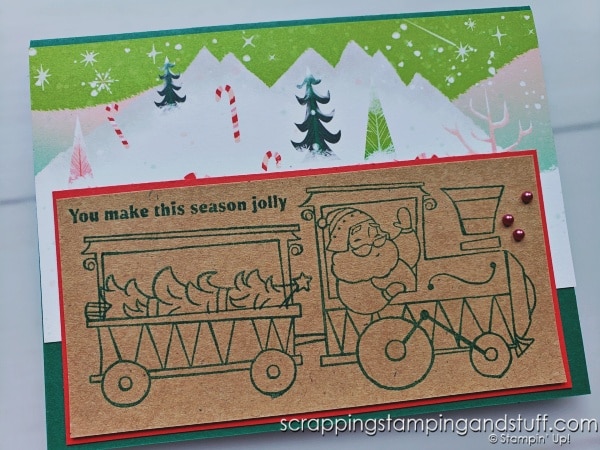 See 16 seasonal card ideas that are easy to mass produce for Christmas and the holidays! Stampin Up Santa's Delivery stamp set