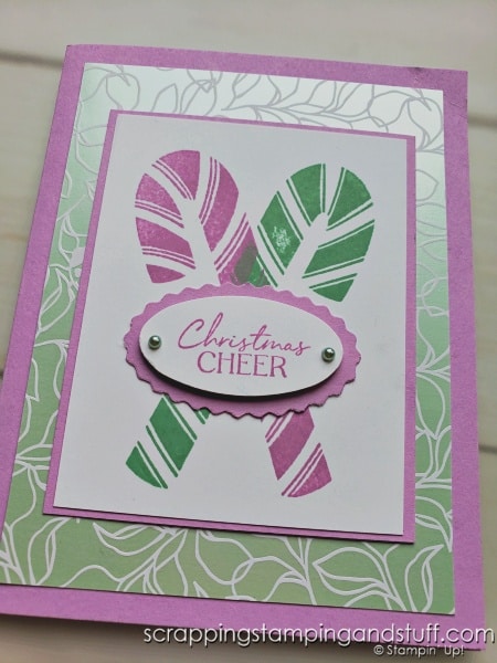 See 16 seasonal card ideas that are easy to mass produce for Christmas and the holidays! Stampin Up Sweet Candy Canes stamp set