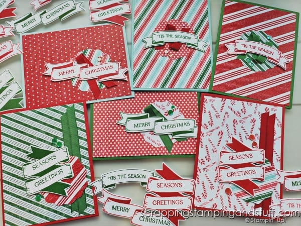 Create tons of die cut sentiment tags FAST with the Stampin Up Christmas Banners bundle! Personalize with other sentiment stamps to create tags for any occasion!