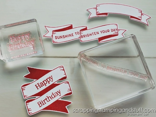 Create tons of die cut sentiment tags FAST with the Stampin Up Christmas Banners bundle! Personalize with other sentiment stamps to create tags for any occasion!