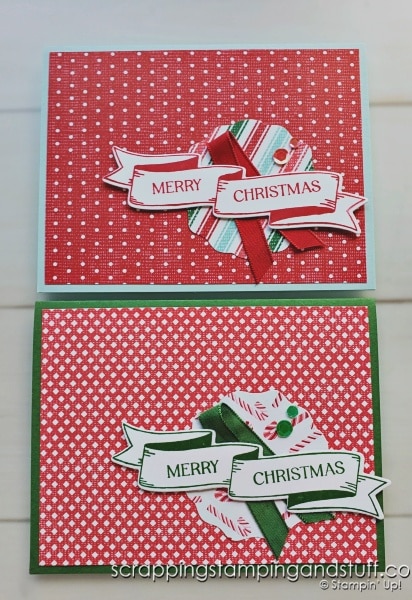 Create tons of die cut sentiment tags FAST with the Stampin Up Christmas Banners bundle! Personalize with other sentiment stamps to create tags for any occasion!