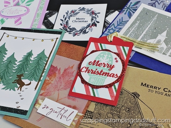 See 16 seasonal card ideas that are easy to mass produce for Christmas and the holidays! Stampin Up