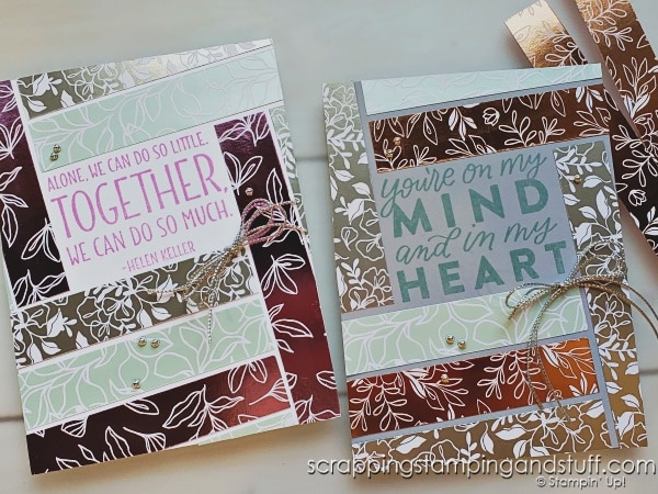 Try this cute scrap card idea to use the paper scraps in your collection! Features the Stampin Up Stepping Stones and Good Feelings stamp sets.