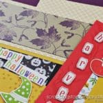 Take a look at these 3 fall scrapbook page layouts for Halloween, Thanksgiving, harvest or a visit to the farm featuring Stampin Up Sweetest Cherries, Bewitching, and Soft Seedlings.