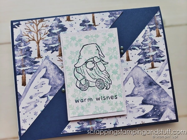 See 16 seasonal card ideas that are easy to mass produce for Christmas and the holidays! Stampin Up Kindest Gnomes stamp set