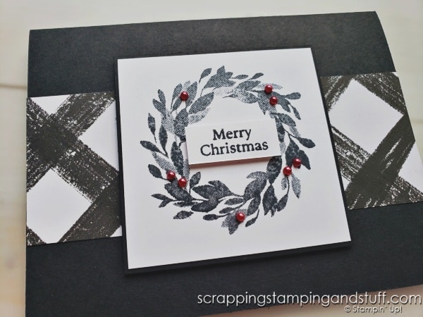 See 16 seasonal card ideas that are easy to mass produce for Christmas and the holidays! Stampin Up Cottage Wreaths stamp set