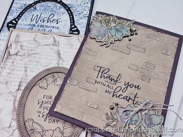 Create cards with character using these 7+ vintage card techniques! Cards feature the Stampin Up Framed Florets stamp set.